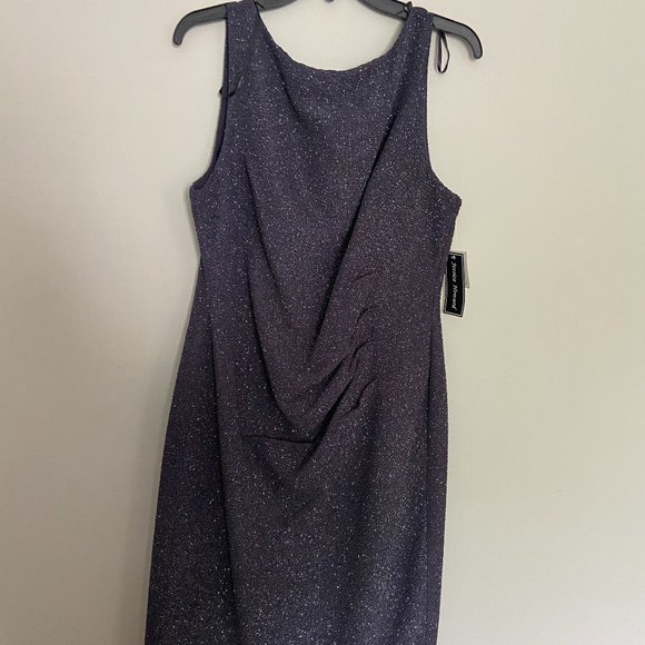 NEW JESSICA HOWARD WOMEN'S SPARKLE SHEATH PARTY DRESS (DK Gray and Silver) SZ 16 - Picture 4 of 10
